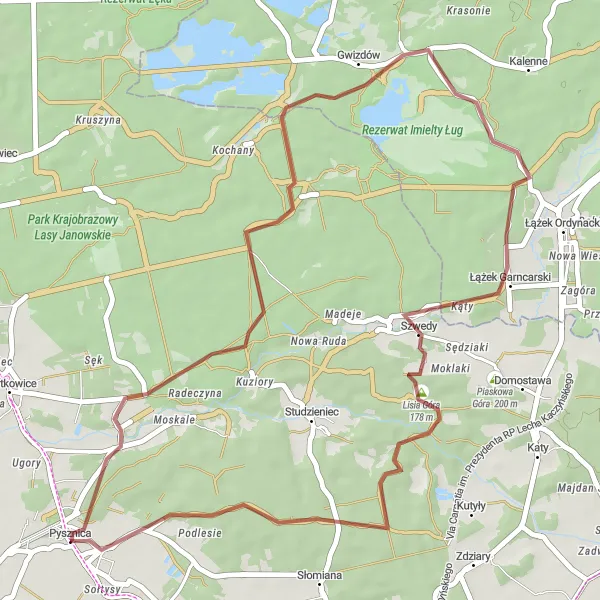 Miniatura mapy "Trasa przez Szwedy i Lisia Góra" - trasy rowerowej w Podkarpackie, Poland. Wygenerowane przez planer tras rowerowych Tarmacs.app