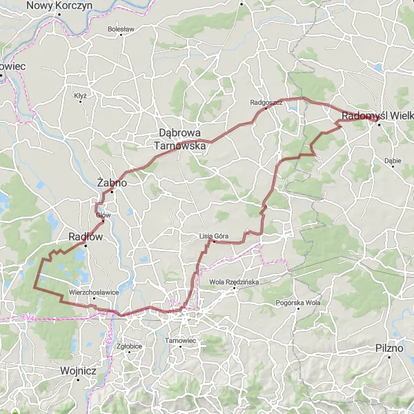 Miniatura mapy "Szlak Lisia Góra" - trasy rowerowej w Podkarpackie, Poland. Wygenerowane przez planer tras rowerowych Tarmacs.app