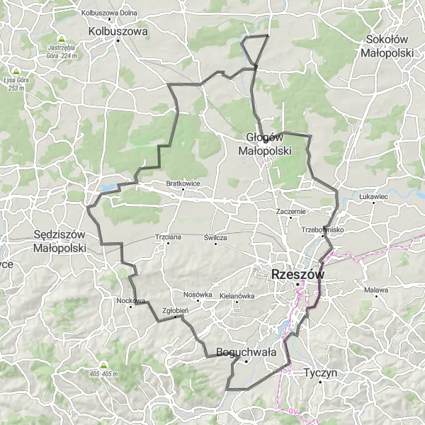 Map miniature of "Road Cycling Route: Raniżów Loop" cycling inspiration in Podkarpackie, Poland. Generated by Tarmacs.app cycling route planner