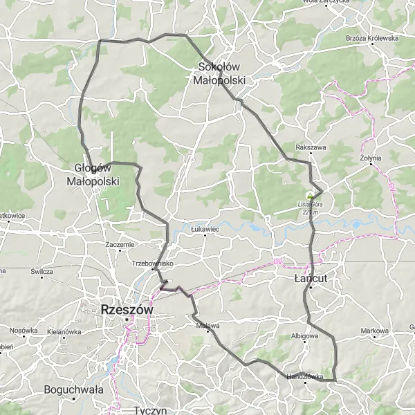 Miniatura mapy "Trasa do Lisiej Góry i Łańcuta" - trasy rowerowej w Podkarpackie, Poland. Wygenerowane przez planer tras rowerowych Tarmacs.app