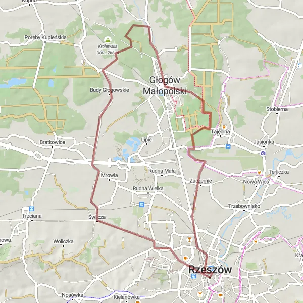Miniatura mapy "Trasa Zamek Lubomirskich" - trasy rowerowej w Podkarpackie, Poland. Wygenerowane przez planer tras rowerowych Tarmacs.app
