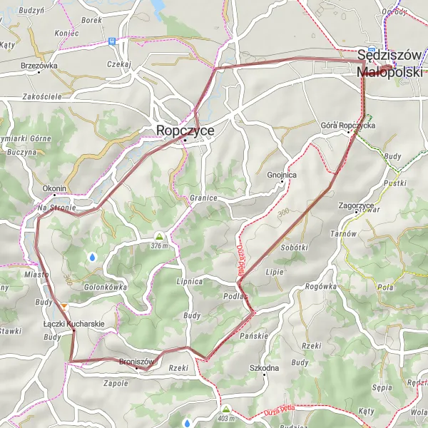 Miniatura mapy "Wokół Góry Ropczyckiej" - trasy rowerowej w Podkarpackie, Poland. Wygenerowane przez planer tras rowerowych Tarmacs.app