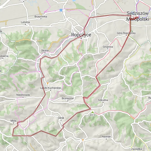 Map miniature of "Gravel Wonderland" cycling inspiration in Podkarpackie, Poland. Generated by Tarmacs.app cycling route planner