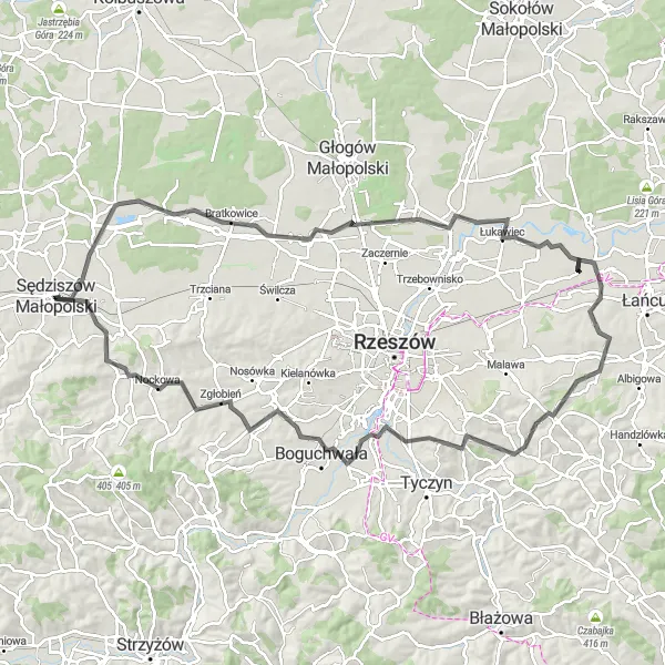 Miniatura mapy "Przez Boguchwałę do Sędziszowa Małopolskiego" - trasy rowerowej w Podkarpackie, Poland. Wygenerowane przez planer tras rowerowych Tarmacs.app