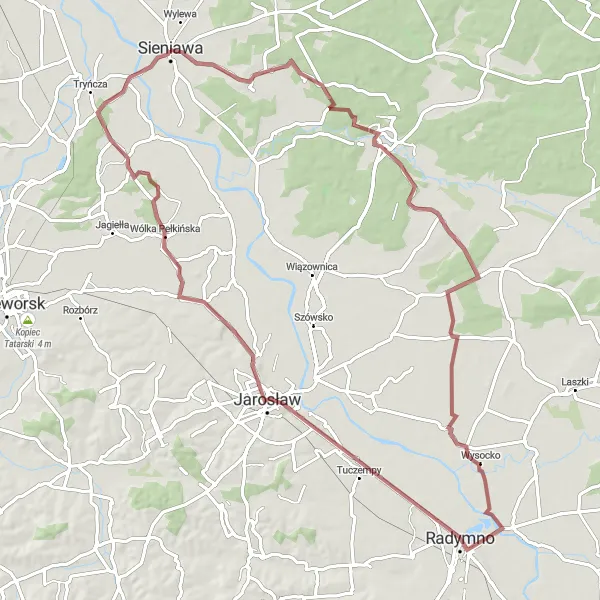 Miniatura mapy "Trasa rowerowa przez Czerce i Radymno" - trasy rowerowej w Podkarpackie, Poland. Wygenerowane przez planer tras rowerowych Tarmacs.app