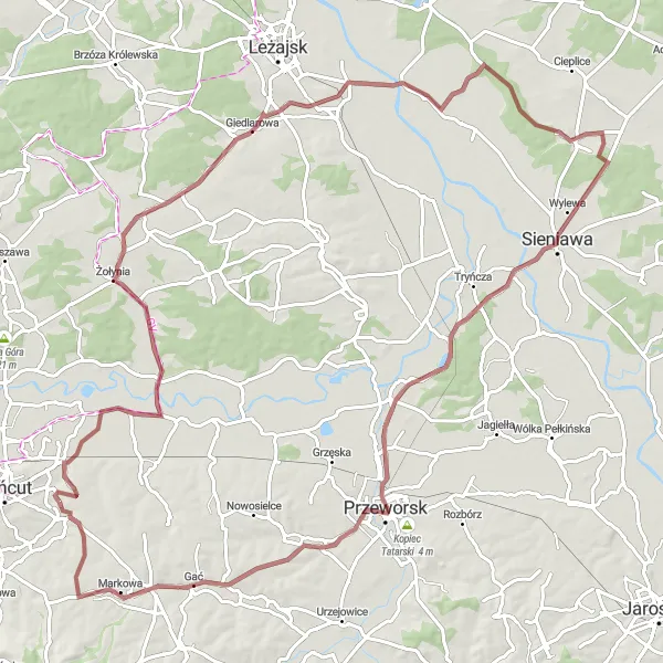 Miniatura mapy "Trasa gravelowa od Białobrzegów do Soniny" - trasy rowerowej w Podkarpackie, Poland. Wygenerowane przez planer tras rowerowych Tarmacs.app