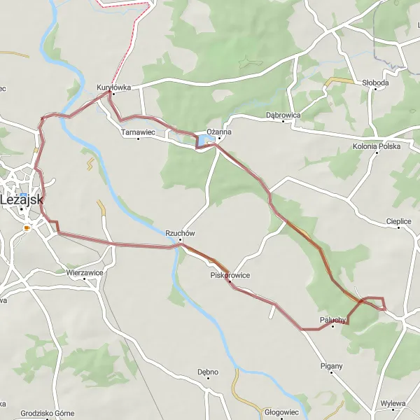 Miniatura mapy "Trasa off-road do Kuryłówki" - trasy rowerowej w Podkarpackie, Poland. Wygenerowane przez planer tras rowerowych Tarmacs.app