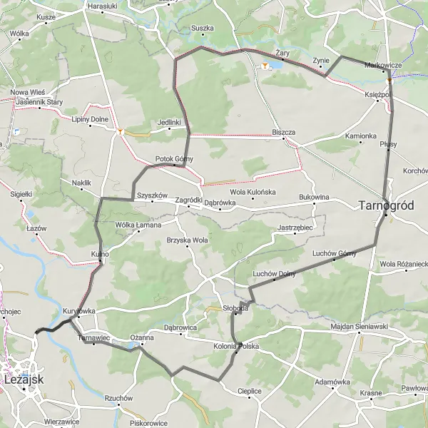 Miniatura mapy "Szlak przez Kulno i Tarnawiec" - trasy rowerowej w Podkarpackie, Poland. Wygenerowane przez planer tras rowerowych Tarmacs.app