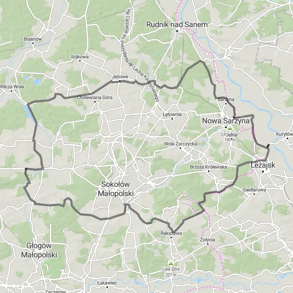 Miniatura mapy "Trasa przez Leżajsk i Raniżów" - trasy rowerowej w Podkarpackie, Poland. Wygenerowane przez planer tras rowerowych Tarmacs.app