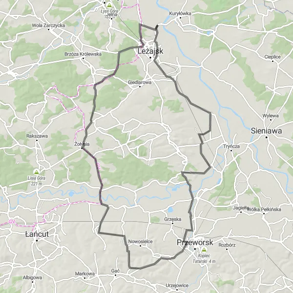 Miniatura mapy "Przez Grodzisko Nowe i Żołynię" - trasy rowerowej w Podkarpackie, Poland. Wygenerowane przez planer tras rowerowych Tarmacs.app