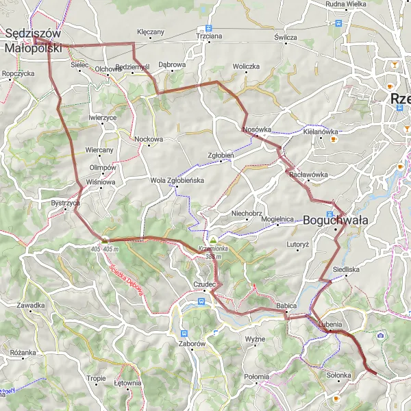 Miniatura mapy "Trasa przez Krzemionkę i Boguchwałę" - trasy rowerowej w Podkarpackie, Poland. Wygenerowane przez planer tras rowerowych Tarmacs.app