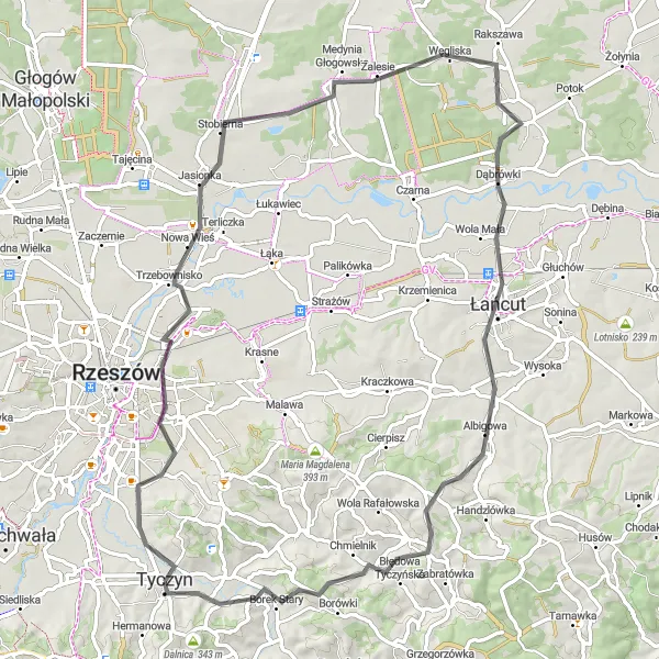 Map miniature of "Loop to Lisia Góra" cycling inspiration in Podkarpackie, Poland. Generated by Tarmacs.app cycling route planner