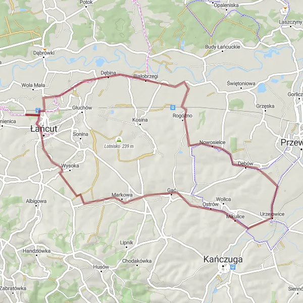 Map miniature of "Discovering Gać and Łańcut" cycling inspiration in Podkarpackie, Poland. Generated by Tarmacs.app cycling route planner