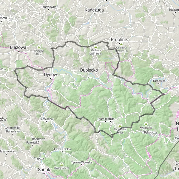 Miniatura mapy "Rowerowy wypad do Krasiczyna" - trasy rowerowej w Podkarpackie, Poland. Wygenerowane przez planer tras rowerowych Tarmacs.app