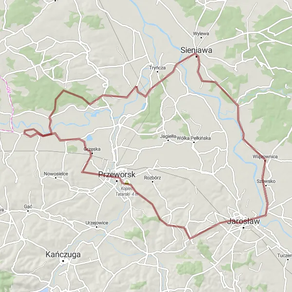 Miniatura mapy "Trasa rowerowa wzdłuż doliny Sanu" - trasy rowerowej w Podkarpackie, Poland. Wygenerowane przez planer tras rowerowych Tarmacs.app