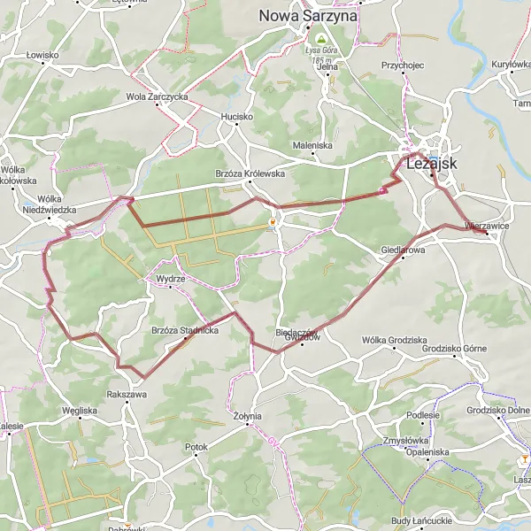Miniatura mapy "Gravelowy szlak przez Trzeboś-Podlas" - trasy rowerowej w Podkarpackie, Poland. Wygenerowane przez planer tras rowerowych Tarmacs.app