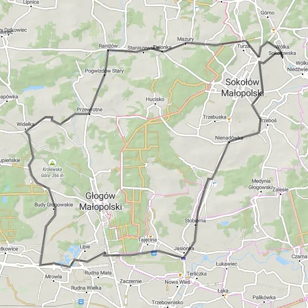 Miniatura mapy "Wyprawa rowerowa na Podkarpacie: Krajobrazy i tradycja" - trasy rowerowej w Podkarpackie, Poland. Wygenerowane przez planer tras rowerowych Tarmacs.app