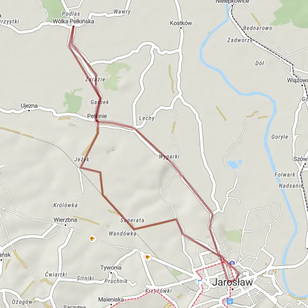 Miniatura mapy "Trasa rowerowa Gravel w okolicach Wólki Pełkińskiej" - trasy rowerowej w Podkarpackie, Poland. Wygenerowane przez planer tras rowerowych Tarmacs.app