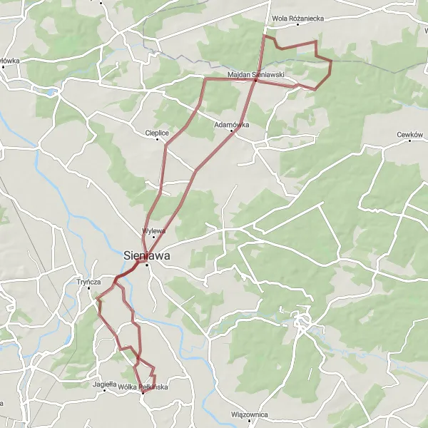 Miniatura mapy "Trasa Ubieszyn - Wólka Pełkińska" - trasy rowerowej w Podkarpackie, Poland. Wygenerowane przez planer tras rowerowych Tarmacs.app