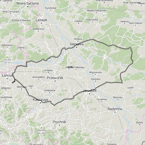 Map miniature of "The Sonina Adventure" cycling inspiration in Podkarpackie, Poland. Generated by Tarmacs.app cycling route planner
