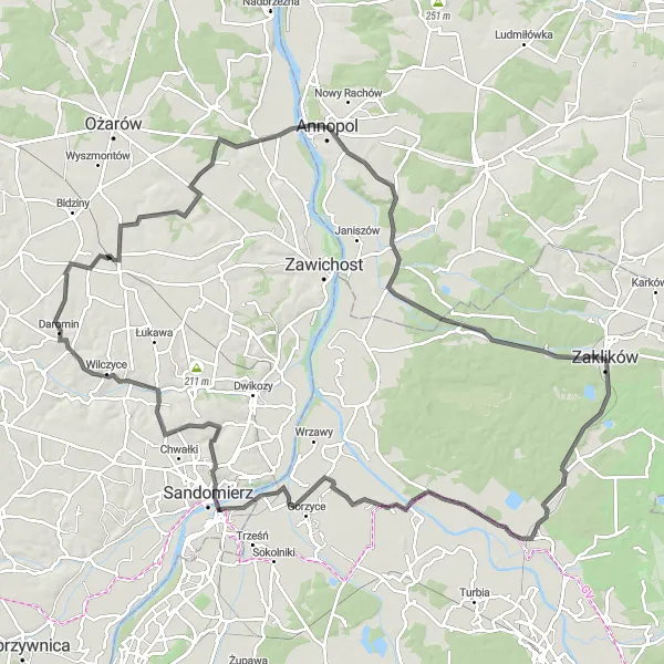 Miniatura mapy "Trasa do Collegium Gostomianum" - trasy rowerowej w Podkarpackie, Poland. Wygenerowane przez planer tras rowerowych Tarmacs.app