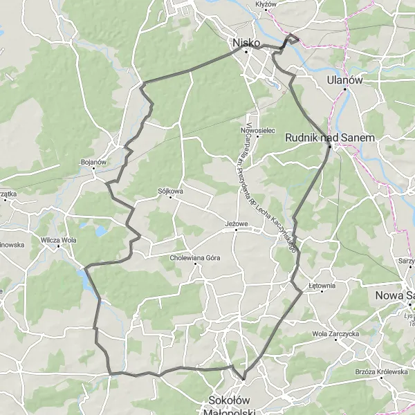 Miniatura mapy "Wyprawa rowerowa z Zarzecza do Niska" - trasy rowerowej w Podkarpackie, Poland. Wygenerowane przez planer tras rowerowych Tarmacs.app