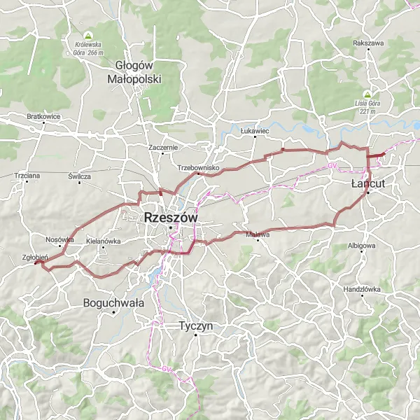 Miniatura mapy "Trasa przez Baranówkę, Kraczkową i Racławówkę" - trasy rowerowej w Podkarpackie, Poland. Wygenerowane przez planer tras rowerowych Tarmacs.app
