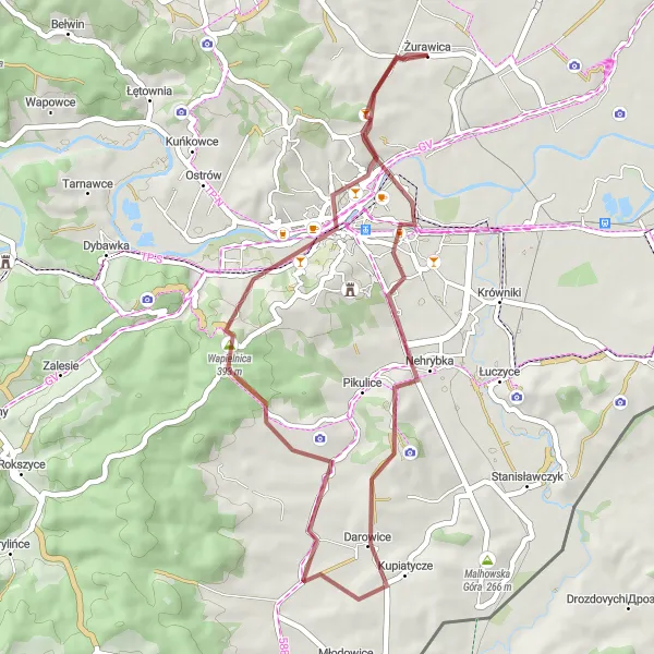 Map miniature of "Lubomirski Trail" cycling inspiration in Podkarpackie, Poland. Generated by Tarmacs.app cycling route planner