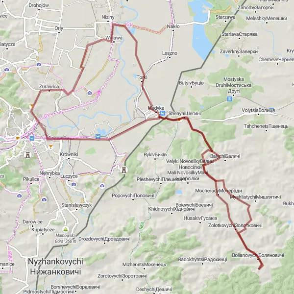 Map miniature of "Off the Beaten Path" cycling inspiration in Podkarpackie, Poland. Generated by Tarmacs.app cycling route planner