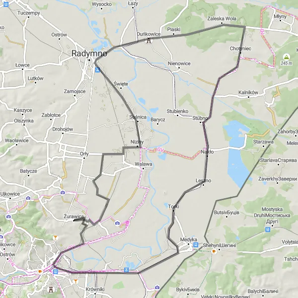 Miniatura mapy "Trasa przez Radymno do Przemyśla" - trasy rowerowej w Podkarpackie, Poland. Wygenerowane przez planer tras rowerowych Tarmacs.app