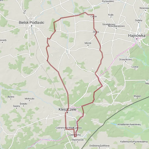 Miniatura mapy "Trasa przez Suchowolce i Stary Kornin" - trasy rowerowej w Podlaskie, Poland. Wygenerowane przez planer tras rowerowych Tarmacs.app