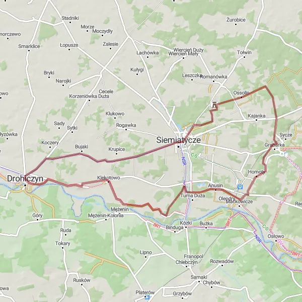 Miniatura mapy "Trasa Gravelowa Siemiatycze i okolice" - trasy rowerowej w Podlaskie, Poland. Wygenerowane przez planer tras rowerowych Tarmacs.app