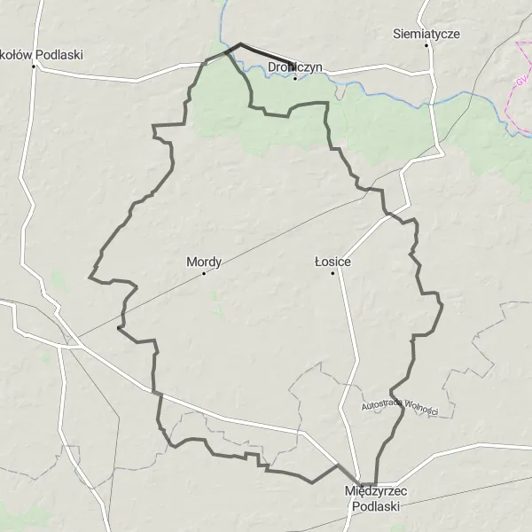 Map miniature of "Ultimate Road Adventure to Liszki and Wólka Zamkowa" cycling inspiration in Podlaskie, Poland. Generated by Tarmacs.app cycling route planner