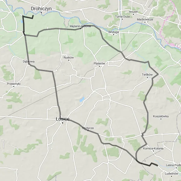Miniatura mapy "Szlak Sarnaki - Bużyska" - trasy rowerowej w Podlaskie, Poland. Wygenerowane przez planer tras rowerowych Tarmacs.app