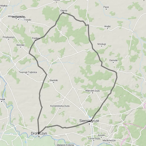 Miniatura mapy "Wyprawa rowerowa z Drohiczyna do Siemiatycz" - trasy rowerowej w Podlaskie, Poland. Wygenerowane przez planer tras rowerowych Tarmacs.app