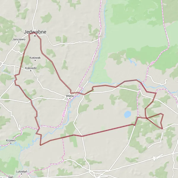 Miniatura mapy "Szlak Przełomów i Wzgórz" - trasy rowerowej w Podlaskie, Poland. Wygenerowane przez planer tras rowerowych Tarmacs.app
