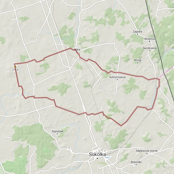 Map miniature of "Countryside Tour" cycling inspiration in Podlaskie, Poland. Generated by Tarmacs.app cycling route planner