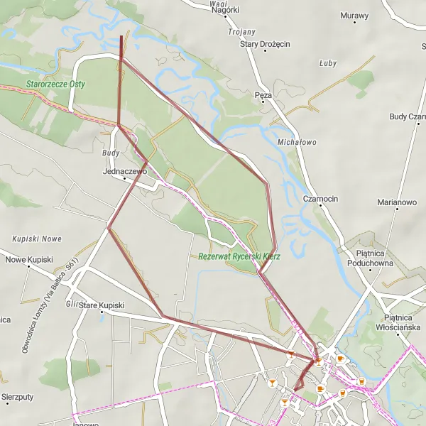 Miniatura mapy "Trasa gravelowa do Zabytkowej Stacji kolejowej w Łomży" - trasy rowerowej w Podlaskie, Poland. Wygenerowane przez planer tras rowerowych Tarmacs.app