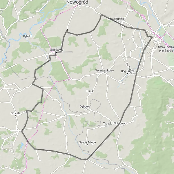 Miniatura mapy "Trasa przez Śniadowo i Troszyn" - trasy rowerowej w Podlaskie, Poland. Wygenerowane przez planer tras rowerowych Tarmacs.app