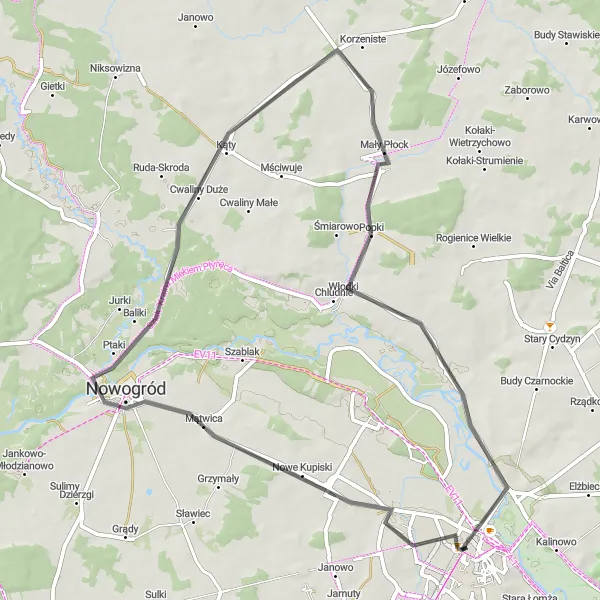 Miniatura mapy "Trasa przez Serwatki i Mały Płock" - trasy rowerowej w Podlaskie, Poland. Wygenerowane przez planer tras rowerowych Tarmacs.app