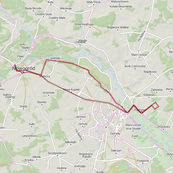 Map miniature of "The Gravel Adventure" cycling inspiration in Podlaskie, Poland. Generated by Tarmacs.app cycling route planner