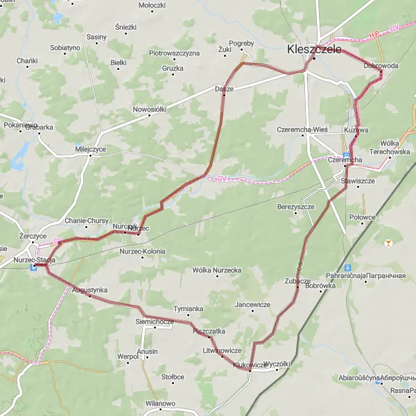 Miniatura mapy "Trasa Nurzec - Rogacze - Dobrowoda - Zubacze" - trasy rowerowej w Podlaskie, Poland. Wygenerowane przez planer tras rowerowych Tarmacs.app