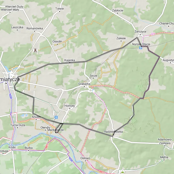 Map miniature of "Picturesque Road Cycling Route to Nurzec-Staja" cycling inspiration in Podlaskie, Poland. Generated by Tarmacs.app cycling route planner