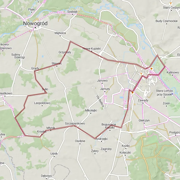 Miniatura mapy "Trasa gravelowa w okolicach Piątnicy" - trasy rowerowej w Podlaskie, Poland. Wygenerowane przez planer tras rowerowych Tarmacs.app