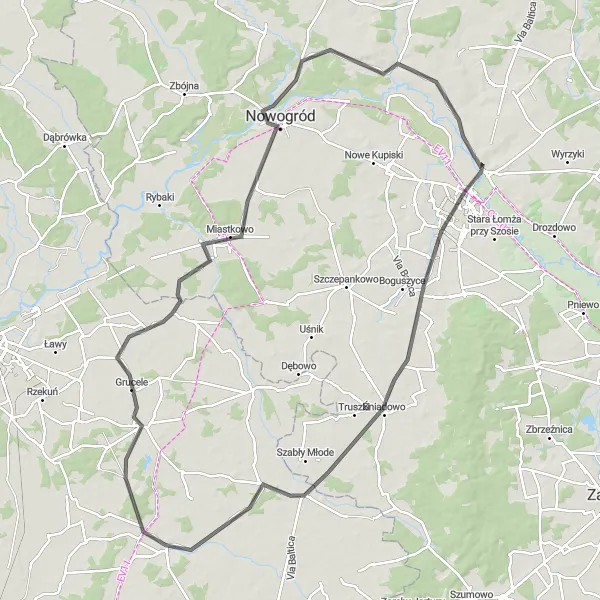 Map miniature of "Piątnica Panorama" cycling inspiration in Podlaskie, Poland. Generated by Tarmacs.app cycling route planner