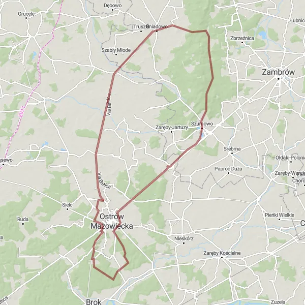 Miniatura mapy "Trasa Gravelowa: Wędrówka przez Śniadowo" - trasy rowerowej w Podlaskie, Poland. Wygenerowane przez planer tras rowerowych Tarmacs.app