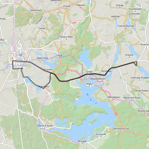 Miniatura mapy "Ścieżka przez zielone tereny Podlasia" - trasy rowerowej w Podlaskie, Poland. Wygenerowane przez planer tras rowerowych Tarmacs.app