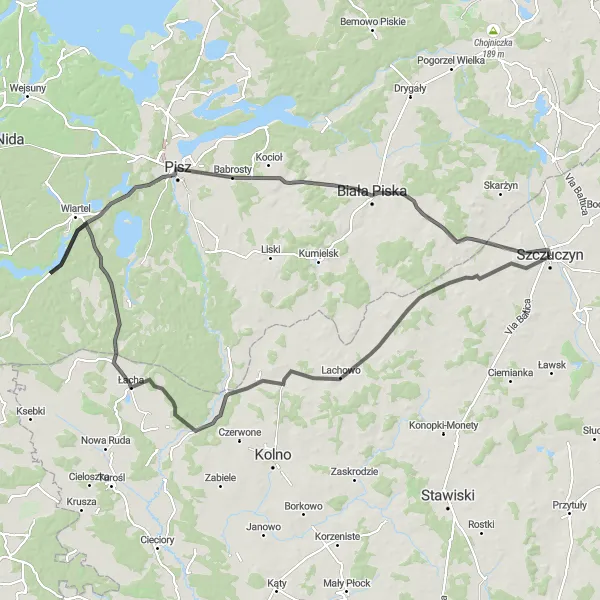 Map miniature of "Majestic Countryside Ride" cycling inspiration in Podlaskie, Poland. Generated by Tarmacs.app cycling route planner