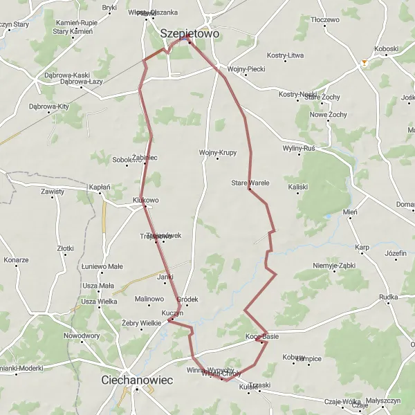 Miniatura mapy "Trasa szutrowa przez Bujenkę" - trasy rowerowej w Podlaskie, Poland. Wygenerowane przez planer tras rowerowych Tarmacs.app