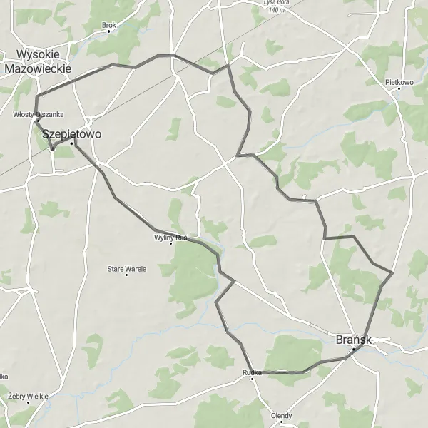 Miniatura mapy "Trasa przez Brzóski-Tatary" - trasy rowerowej w Podlaskie, Poland. Wygenerowane przez planer tras rowerowych Tarmacs.app